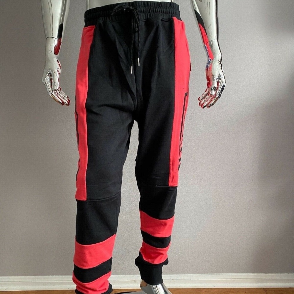 New Authentic Pink Dolphin Positive Force Sweatpants Size 4XL Black/Red